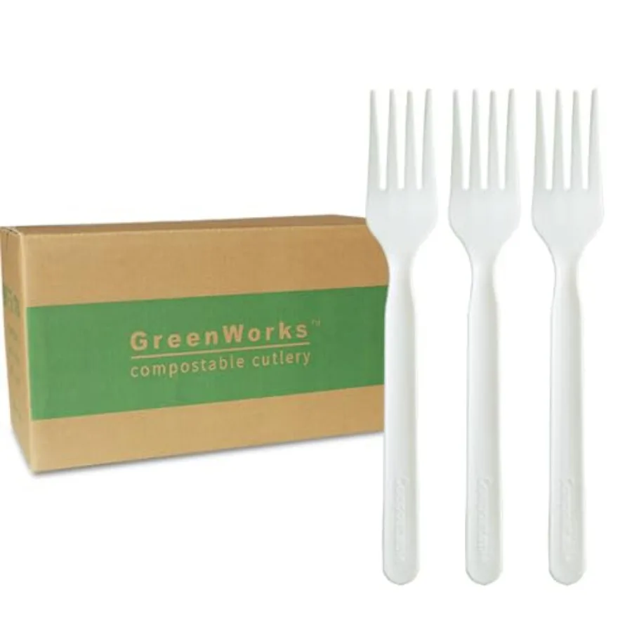 

1000 Count 7" Heavy-duty Compostable BPI Certified Large Bulk Disposable Cutlery Fork