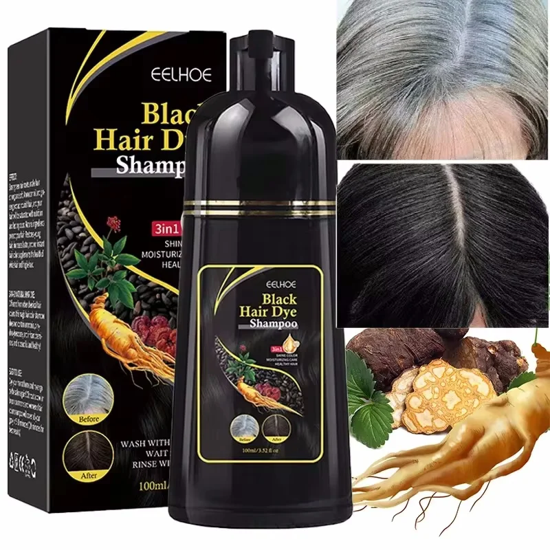

100ml Natural Herbal Hair Dye Shampoo 3 in 1 Hair Color Shampoo for Gary Hair Dark Black Women Men Grey Coverage