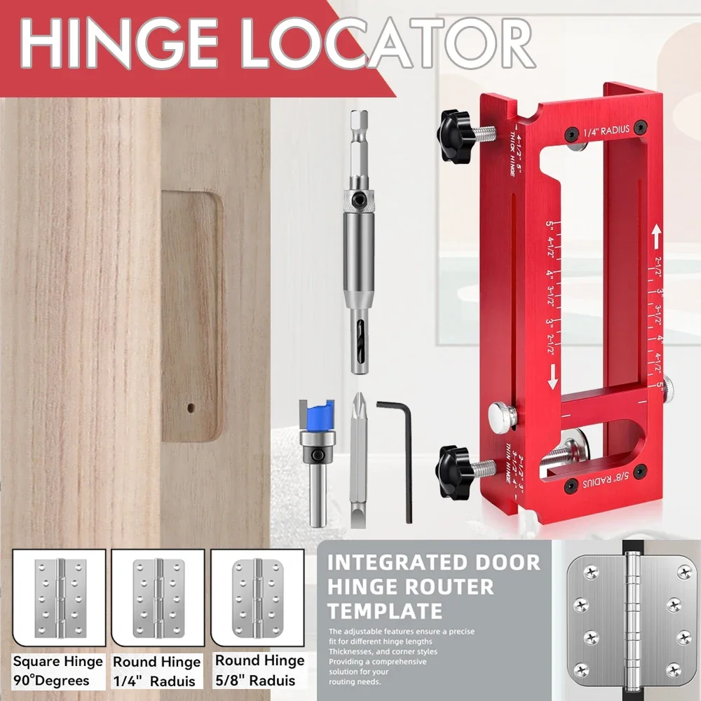 Door Hinge Installation Kit Door Lock Hole Drilling Jig Woodworking Locator Template Opener Guide Tool Set for Cabinet Doors DIY