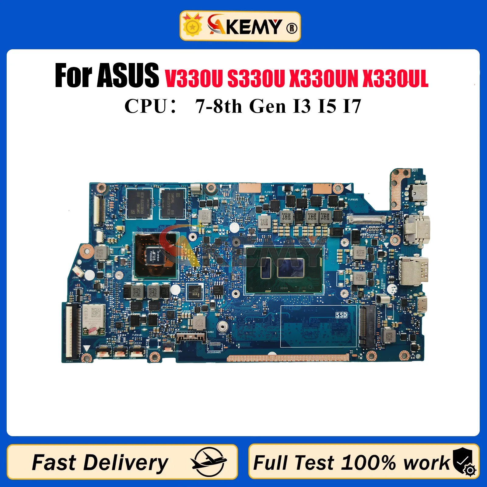 ASUS VivoBook X330U ADOL13U I330U K330U R330U V330U S330U X330UL X330UF 노트북 메인보드 (I3 I5 I7 CPU 포함) X330UN