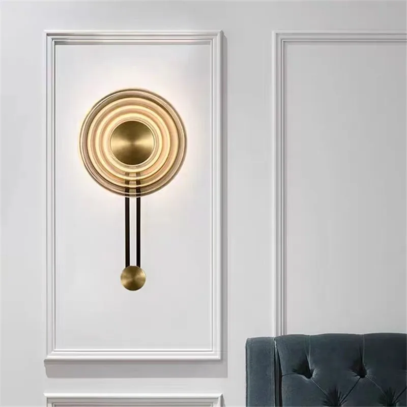 

Postmodern wall light Minimalist Clock Shape Lamp Designer glass wall art lamp Living Room Background Wall aesthetic lights