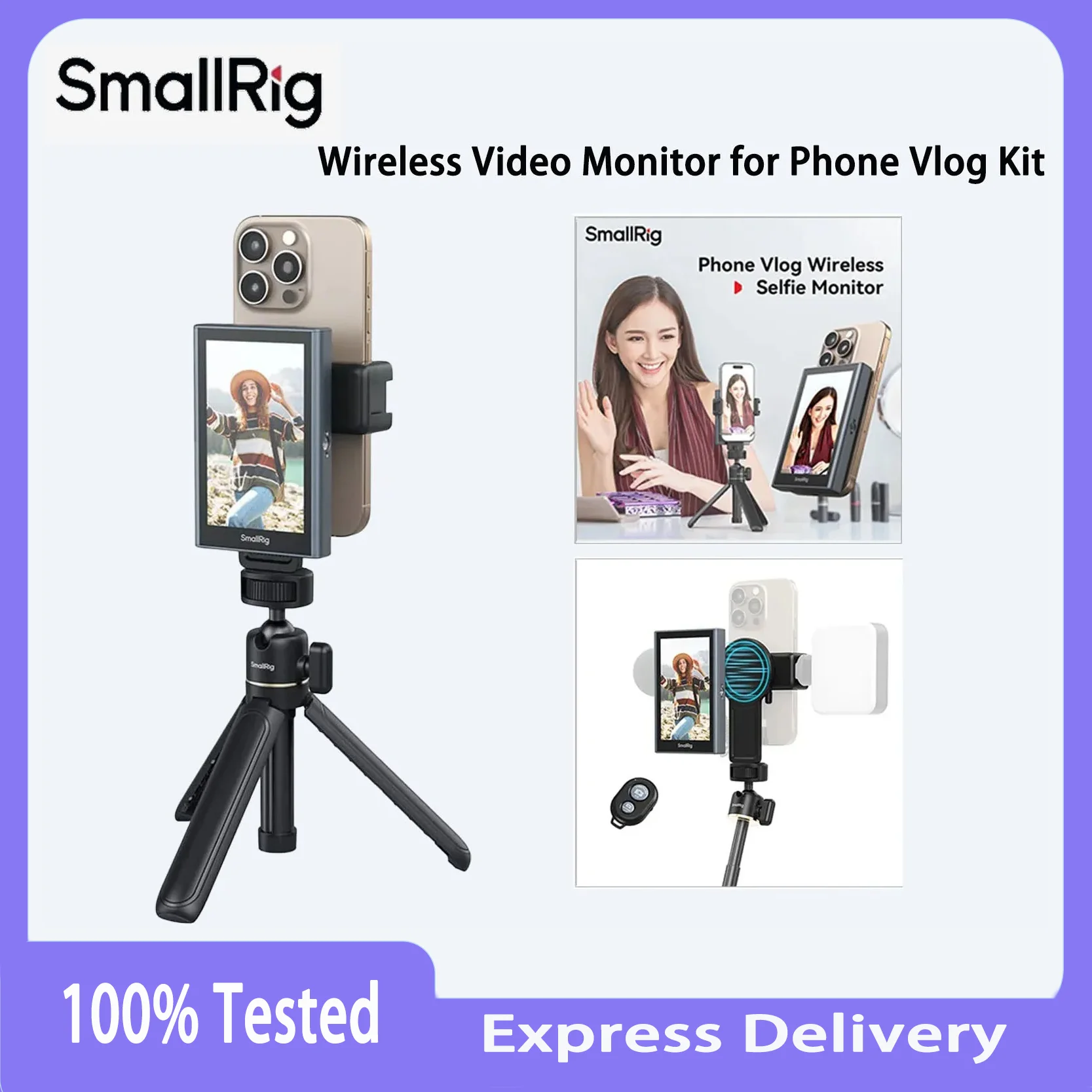 

Original SmallRig 4851 Sync Rear Camera Phone Vlog Kit Magnetic Phone Holder Clip Wireless Video Selfie Monitor Screen