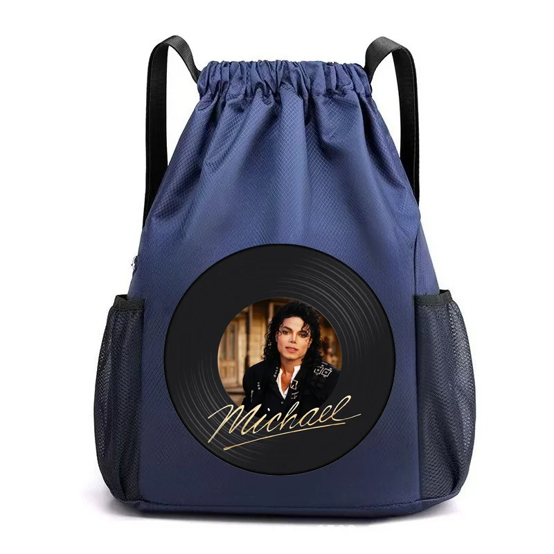 King of Pop Michael Jackson Drawstring Daypack Mike Knapsack Fitness Sports Basketball Bag Idol MJ Backpack Schoolbag Candy Bag