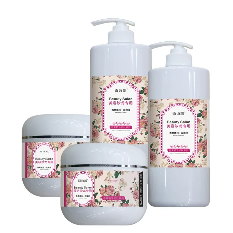 

Beauty Salon Professional Rose Face Skin Care Cleanser Exfoliating Hydrating Massage Cream Toner Lotion Whithening Skin Care Set