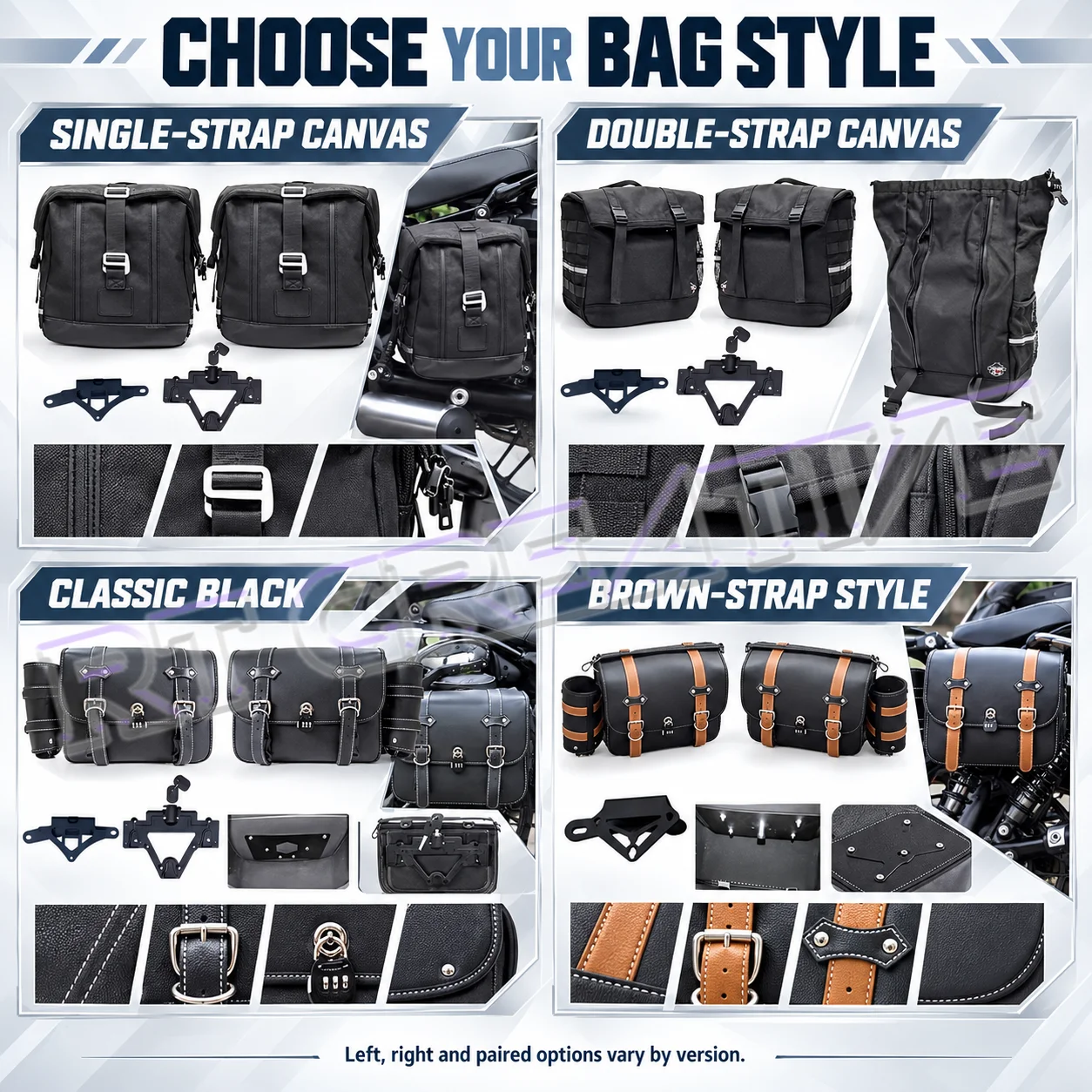 Waterproof and wear-resistant canvas side bag, compatible with Brixton Crossfire C1002V