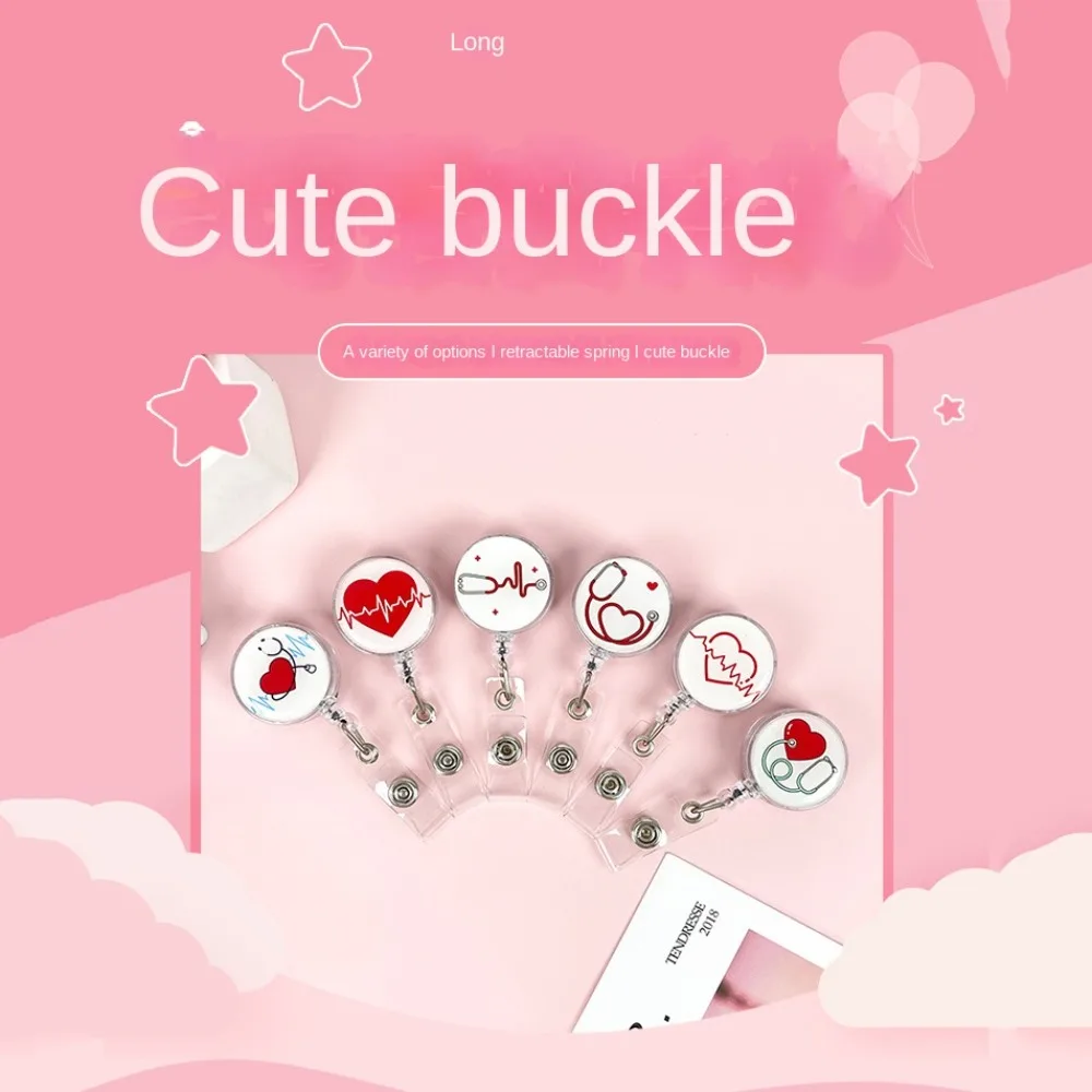 Easy To Pull Buckle Nurse Retractable Badge Reel ID Card Accessories Simplicity Nurse ID Card Clips Fashion Cute