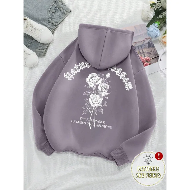 

Floral Print Hoodie Women's Graphic Sweatshirt Spring Season Casual Comfortable Fit Other Material 100% Fashion Ladies' Top