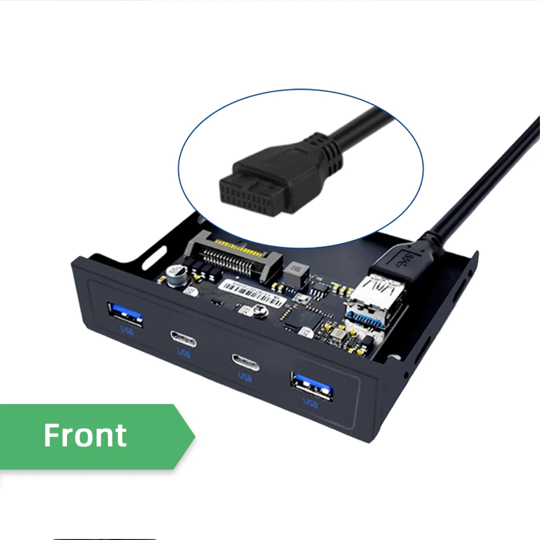 Floppy Bay Front Panel USB3.2 Adapter Hard Drive Bracket 19/20PIN Header to USB3.2 Desktop Floppy Drive Position Expansion Panel