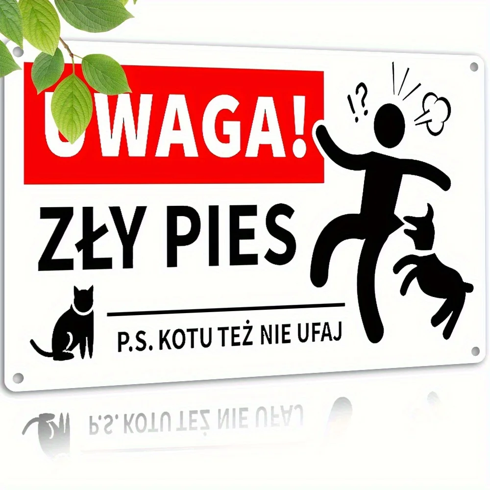 2D Flat, 1pc Funny Pet Owner Metal Sign -Beware of Bad Dogs & Don't Trust Cats-Retro Polish Humor Wall Decor-Heavy-Duty  Dog