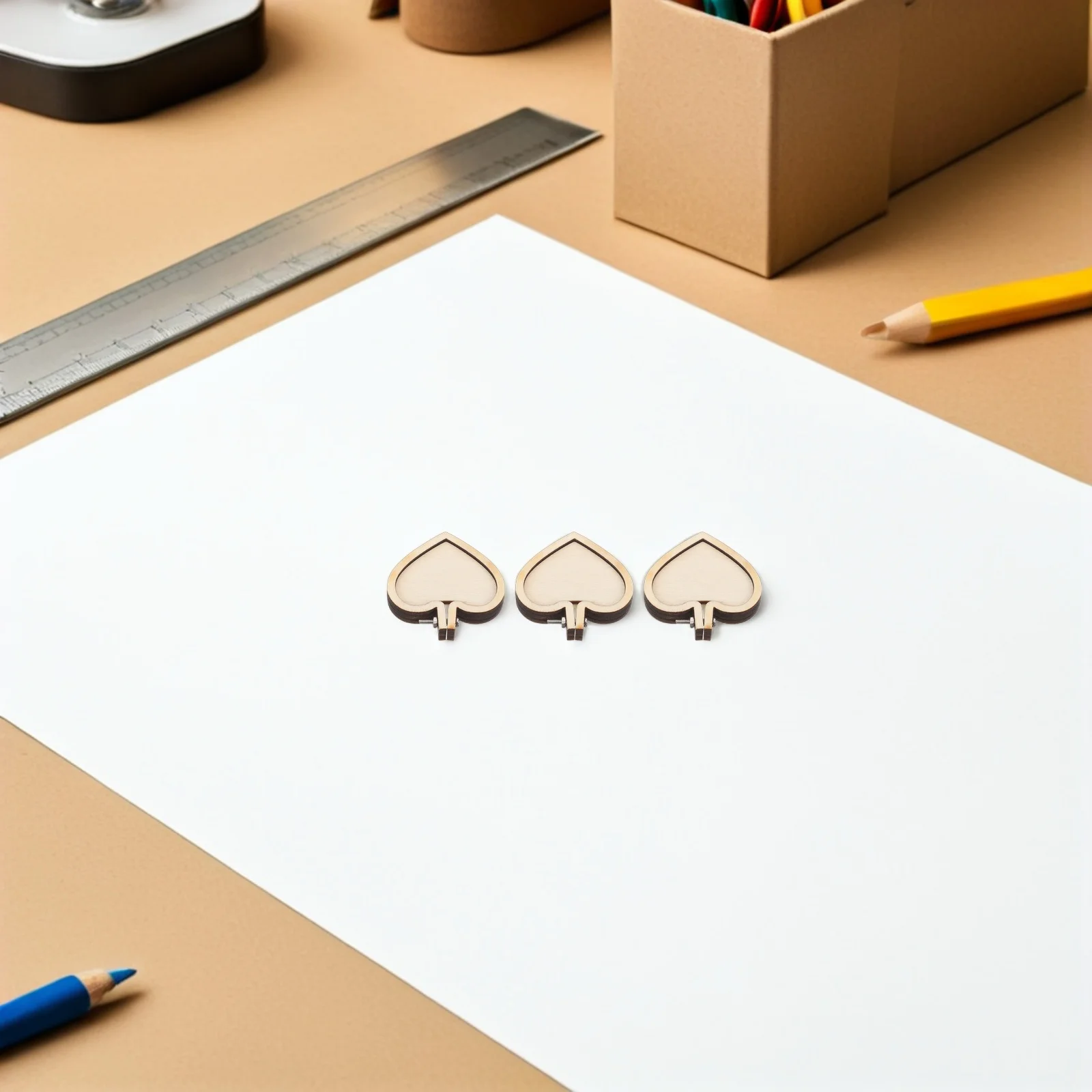 

6Pcs Mini Embroidery Hoops 4x4cm Natural Wood Heart Shape Small Display Frame DIY Pendant Cross Stitch Ring Craft