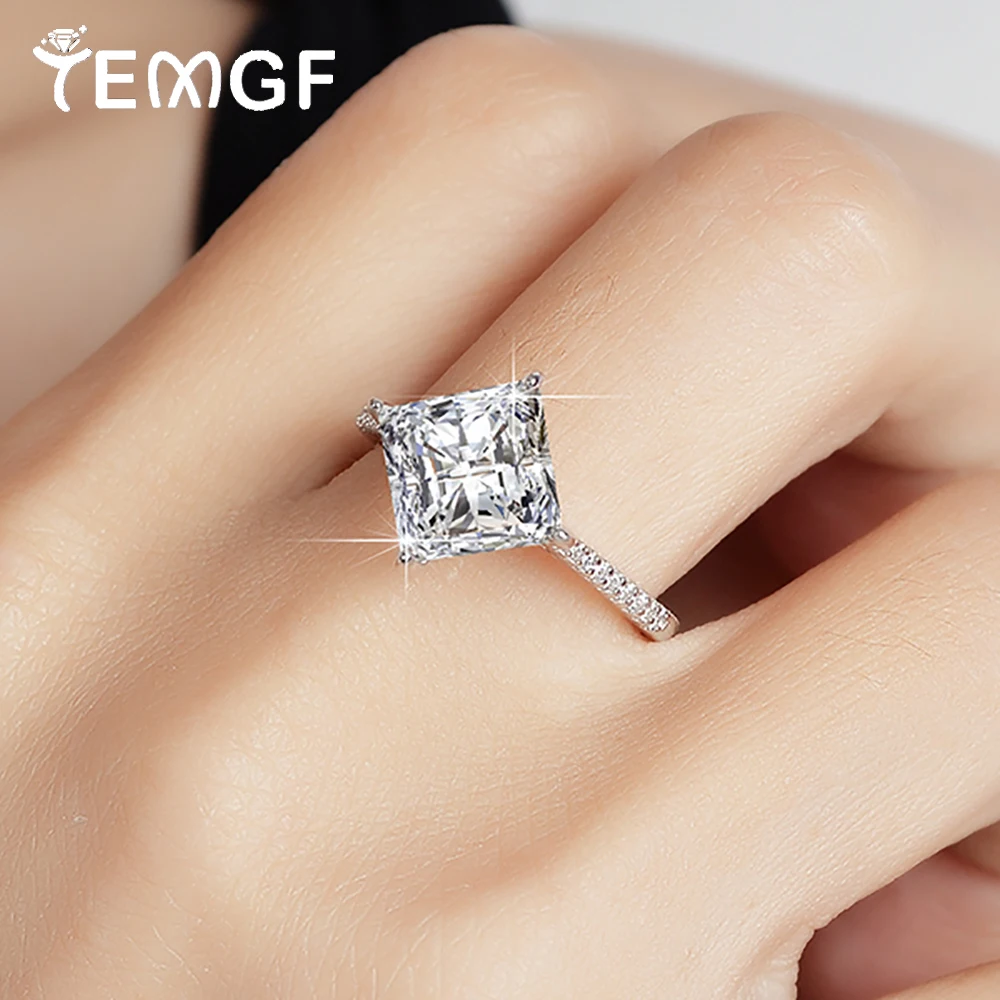 

TEMGF 3CT Moissanite Ring 925 Sterling Silver Wedding Ring for Women Bridal Luxury Sparkling Engagement Anniversary Fine Jewelry