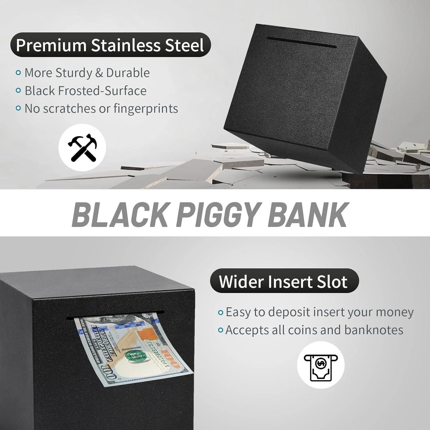 يمكن استخدام البنك الخنزير المعدني فقط لهدايا الهالوين وعيد الميلاد كديكور سطح المكتب