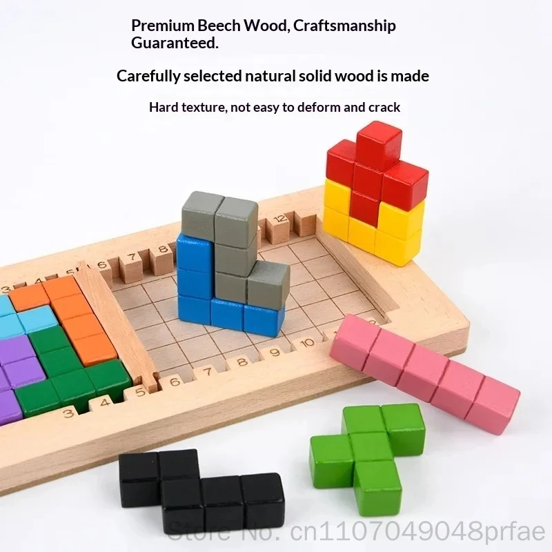 Wooden 3D Puzzle Game Stacking Blocks Educational Intelligence Learning Brain Teaser Desktop Toy