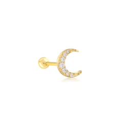 European and American 925 Sterling Silver Cute Zircon ear bone nail Mini Moon/Star Gold Silver color Piercing Jewelry