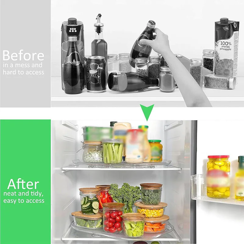 Storage Tray 360°  Refrigerator Storage Rotating Tray Used For Kitchen Spice Jars Sundry Storage Turntable Shelves Organizers