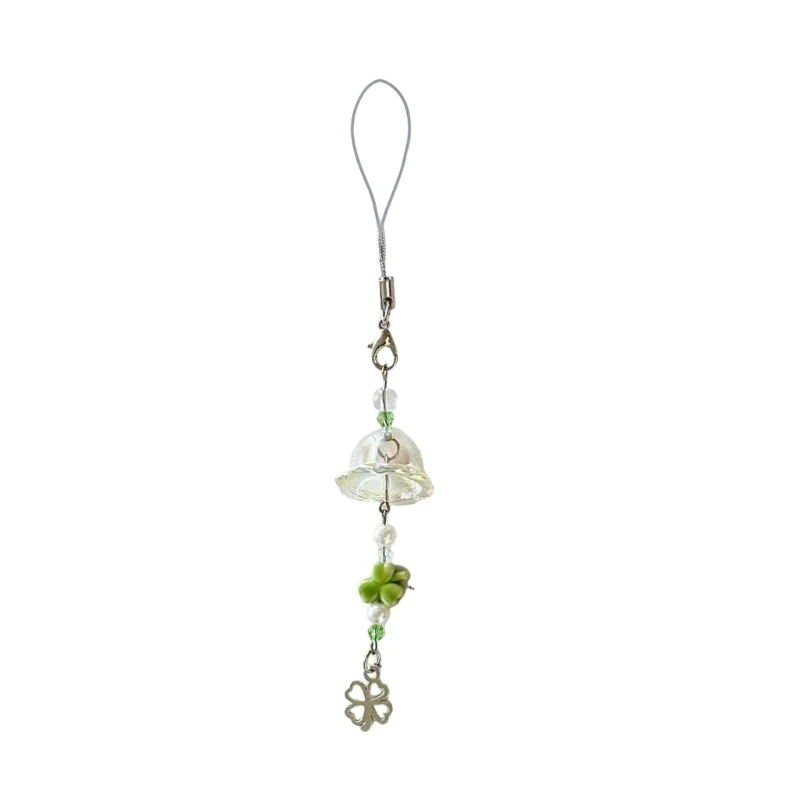 Wind and Shamrock Phone Accessory Good Fortune Bringing Accessory Acrylic Wind Phone Charm with Clovers Leaf