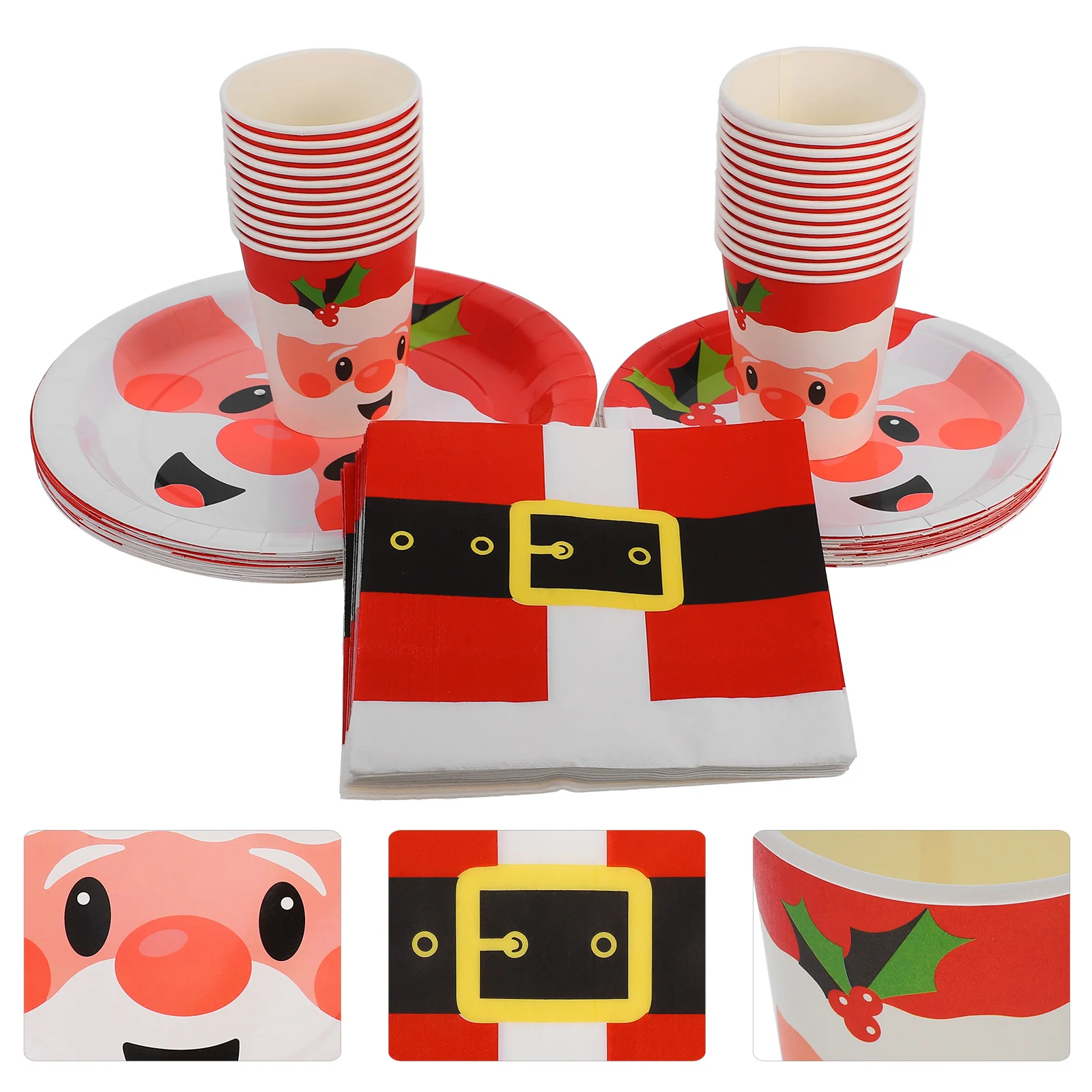 

1 set 1 Set Christmas Tableware Kit Paper Plates Cups Party Napkins Disposable Dinnerware For Christmas Party Decorations
