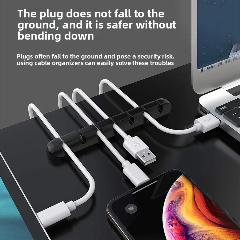 Adjustable Cable Management Strip Multi Groove Design Hold Various Thickness Wires PC Desk Charging Line Tidying Accessory