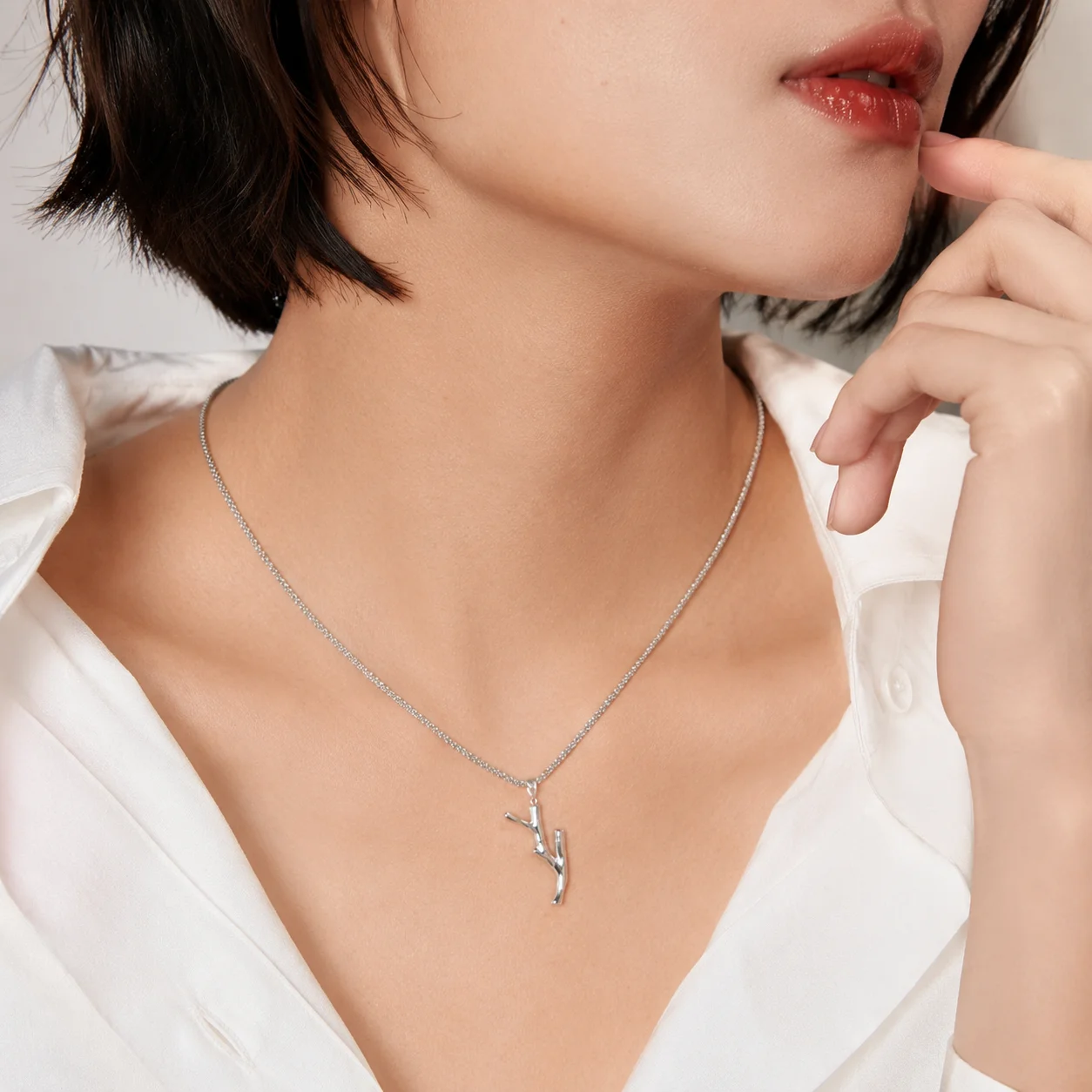 ZHENL 18K Gold Plated Tree Branch Pendant Abstract Plant Twig Charm Necklace Women Sparkling CZ Zircon Nature Inspired Jewelry
