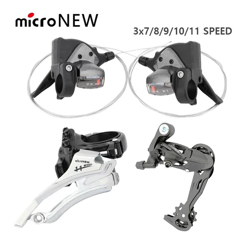 MicroNEW Mountain Bike Rear Derailleur 3x7 3x8 3x9 3x10 3x11 Speed with Internal Shift Cable MTB Bicycle Front Shifter