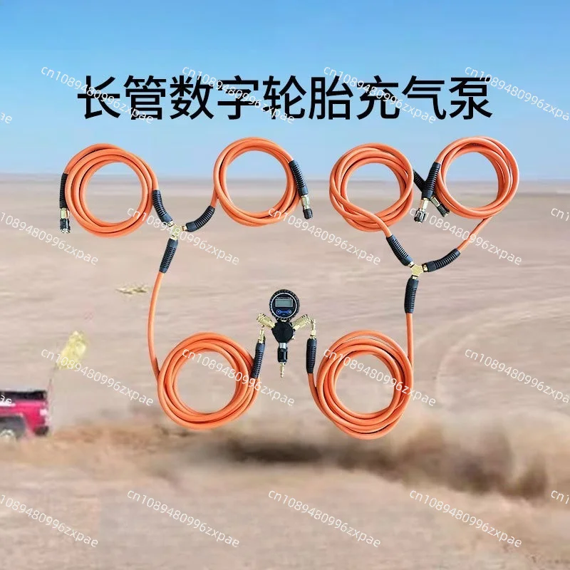 4X4 Desert Offroad Digital Tire Pressure Gauge 4 Way Air Hose High Precision Tire Inflation Deflation Meter 2pc
