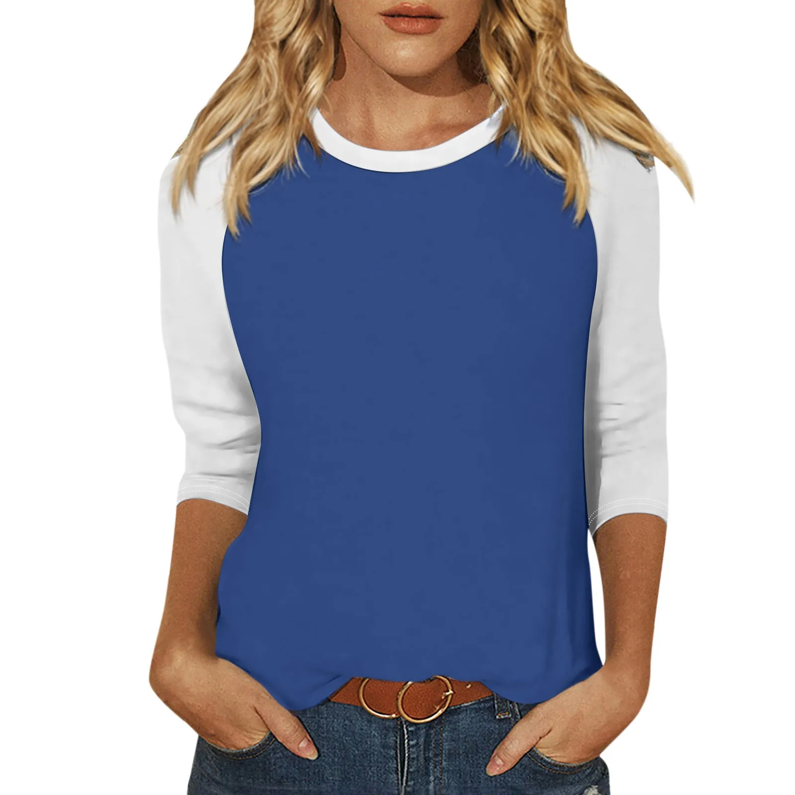 Koszula Damska Moda Casual Raglan Sleeve Round Neck 3/4 Sleeve Loose Printed T-Shirt Ladies Tops for Women Womens Tops