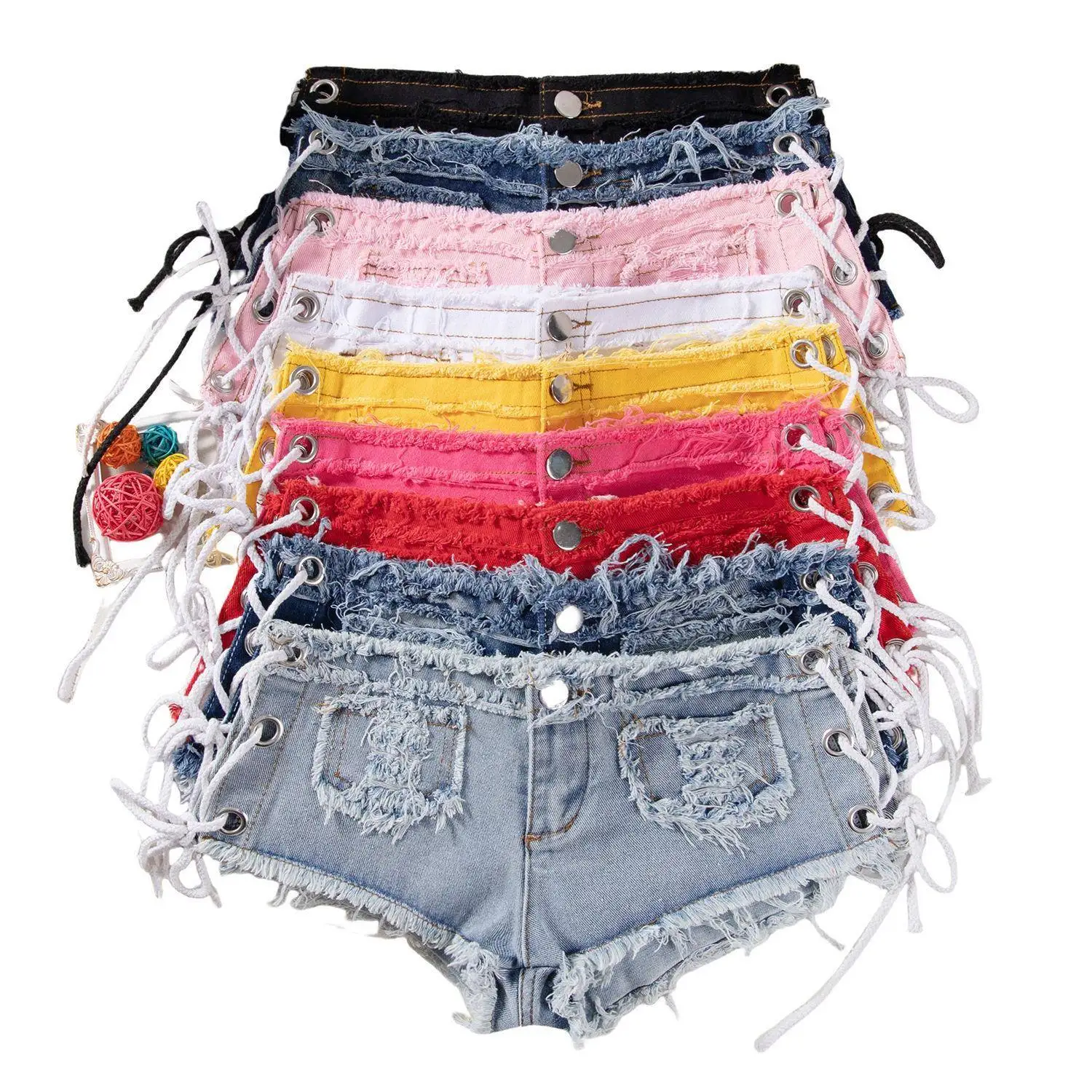 

Low Waist Sexy Slim Fit Summer Denim Jeans Women's Short Shorts Hot Pants Straight Leg Spring Season mid Stretch for Middle-A...