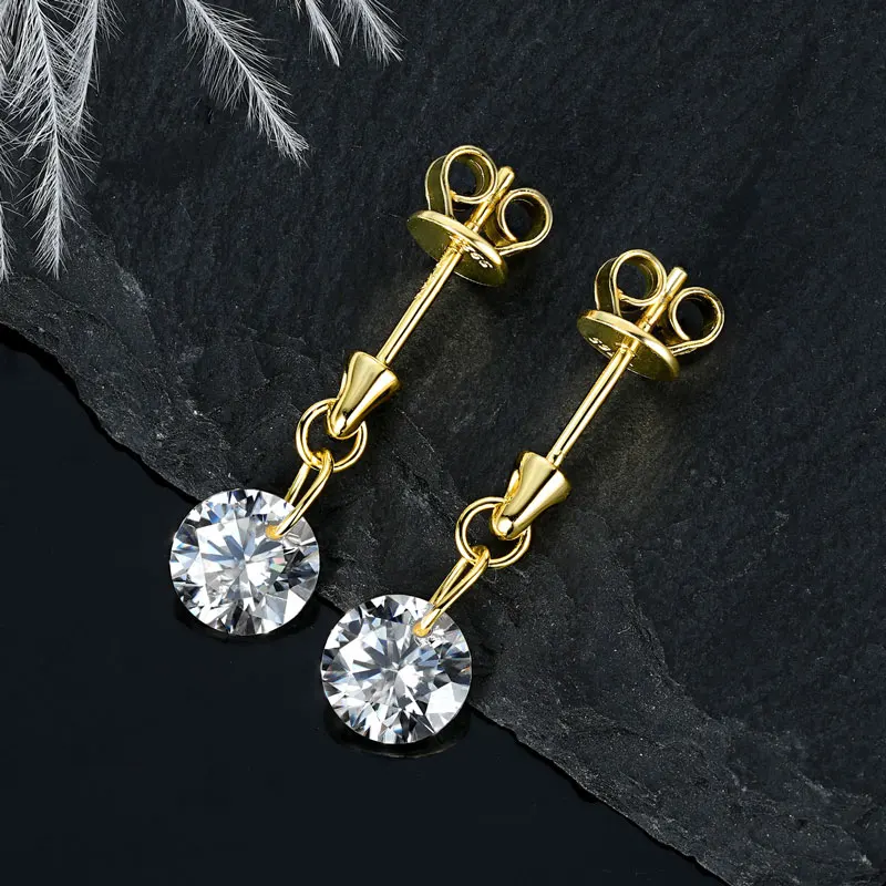 IOGOU Solitaire 1.0ct 6.5mm Moissanite Drop Earrings Studs for Women 925 Sterling Silver Certified Fine Jewelry 2026 New Trend