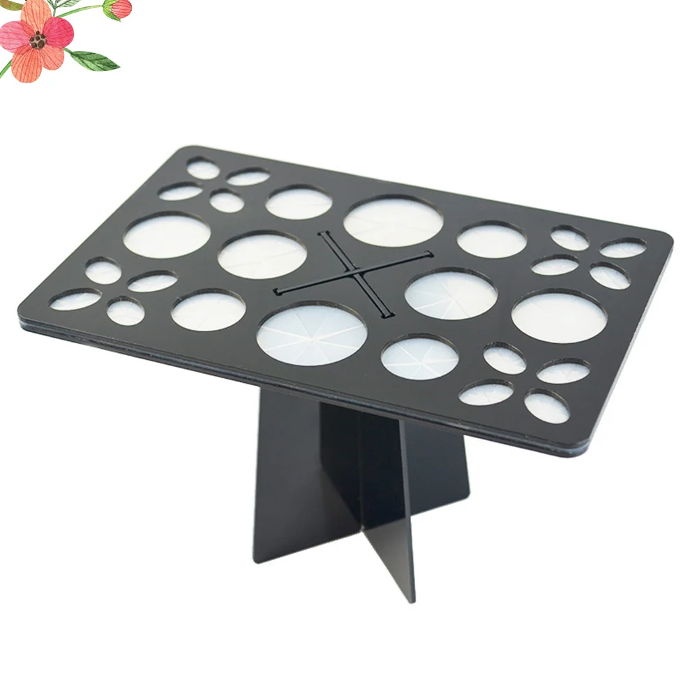 Soporte para brochas de maquillaje, estante negro plegable, estante de secado al aire para cerdas, torre organizadora, almacenamiento de brochas apto para viajes