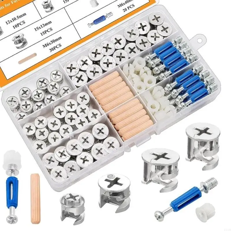 Furniture Assembly Set 120pcs Eccentric Wheel Fasteners Connectors Nut Bolts 