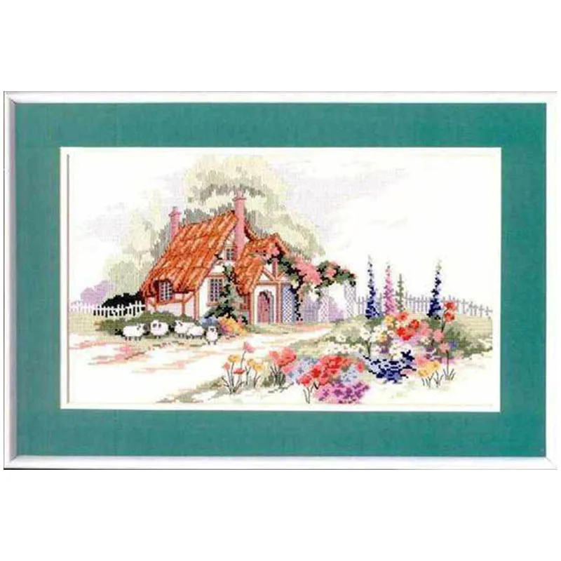 Quality Gold Series Beautiful Counted Cross Stitch Kits Embroidered Home Decoration Hollyhock Cottage Dim 03683