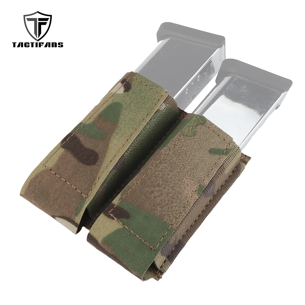 Tactical 9mm Single Magazine Pouch Open Type Double Pistol Mag Pouches Holder Elastic Band MOLLE Assaulter Belt Airsoft Hunting