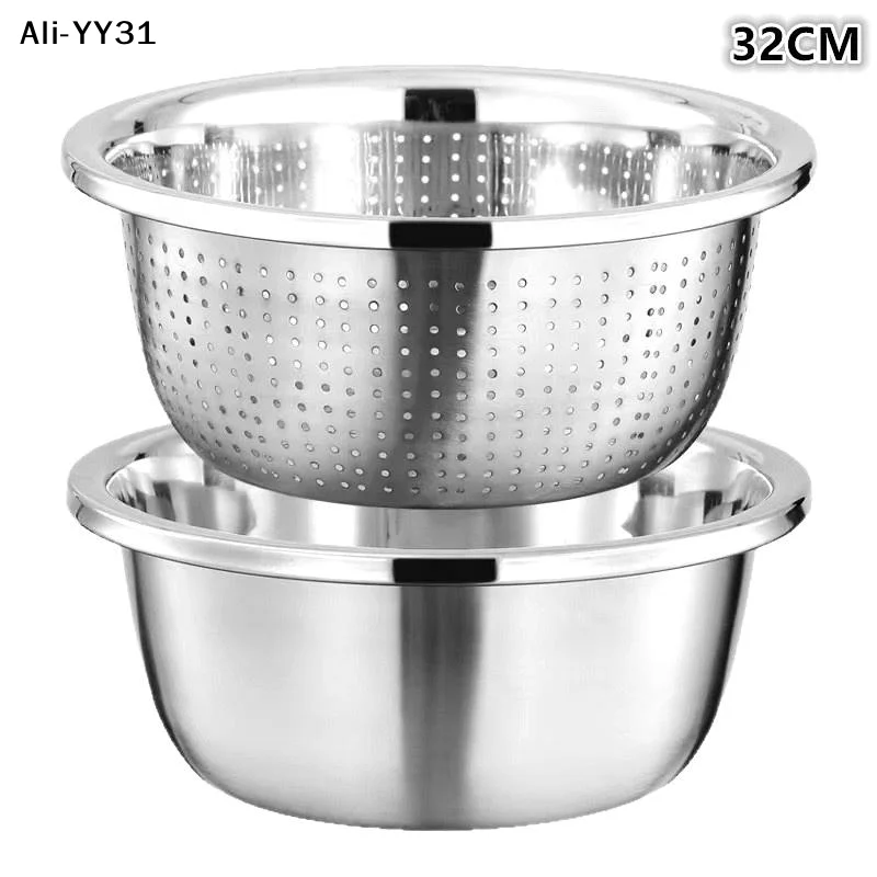 【YY】2Pcs/Set  2026 New Stainless Steel Colander - Vegetable Fruit Pasta Strainer, Large Heavy Duty Filter Bowl