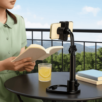 Sturdy Universal Desktop Phone Holder Telescopic Stable Base Tablet Holder Portable Dual Card Slot Phone Stand Desk Table
