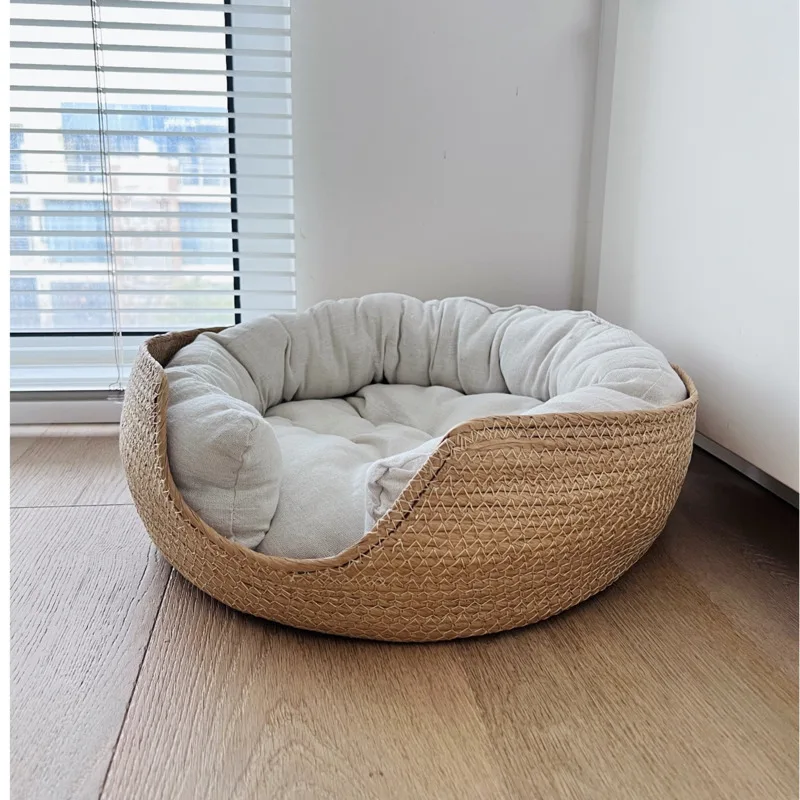 Japanese Minimalist Cat\'s House Handmade Woven Litter For Cat\'s Wrap Around Cat\'s Bed All-season Universal Pet Products