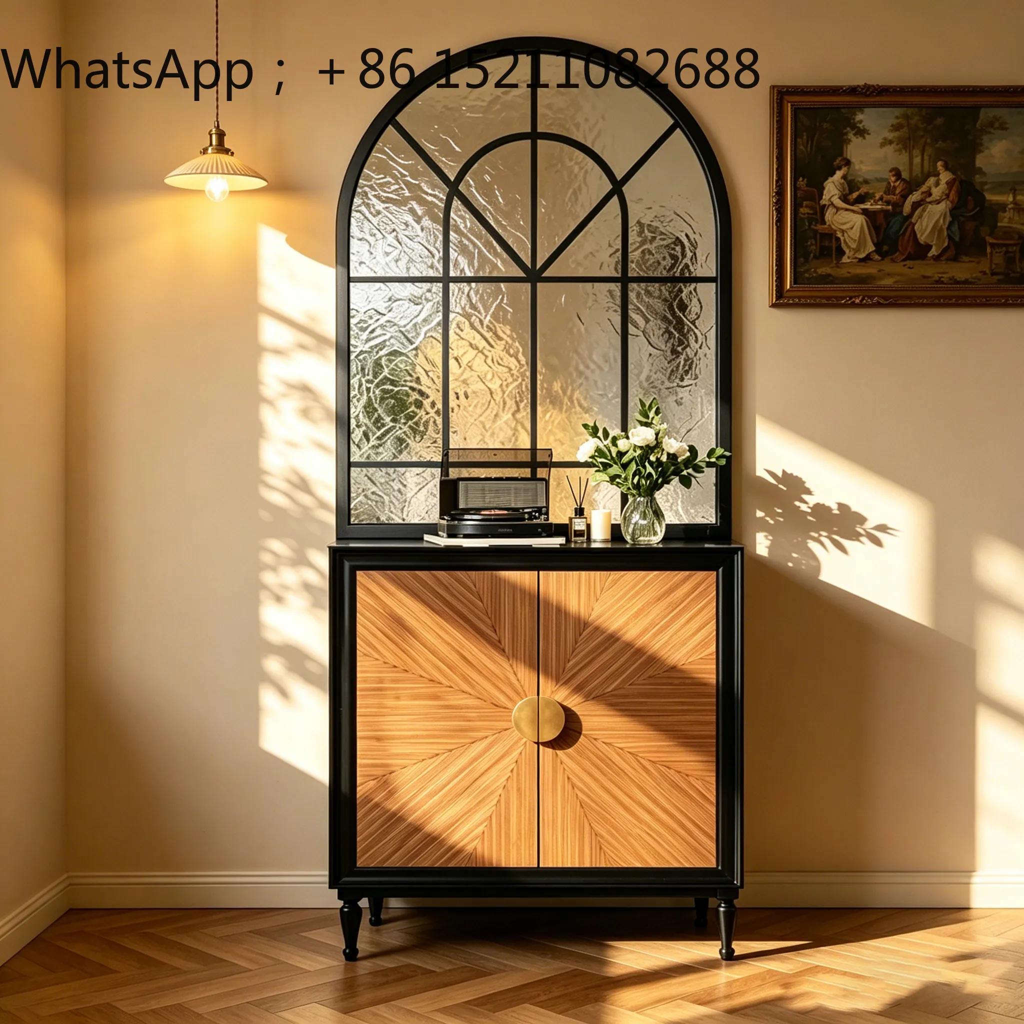 SCY retro living room partition cabinet solid wood porch decorative cabinet entry door screen partition household block