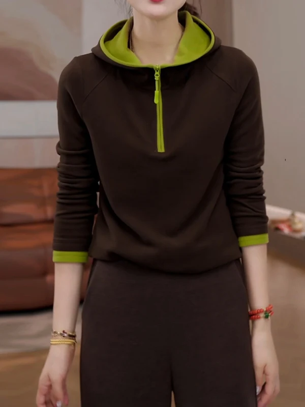 

Женская утепленная толстовка с длинным рукавом на молнии, весна 2026, большие размеры, пэчворк, цветные блоки, базовая модель