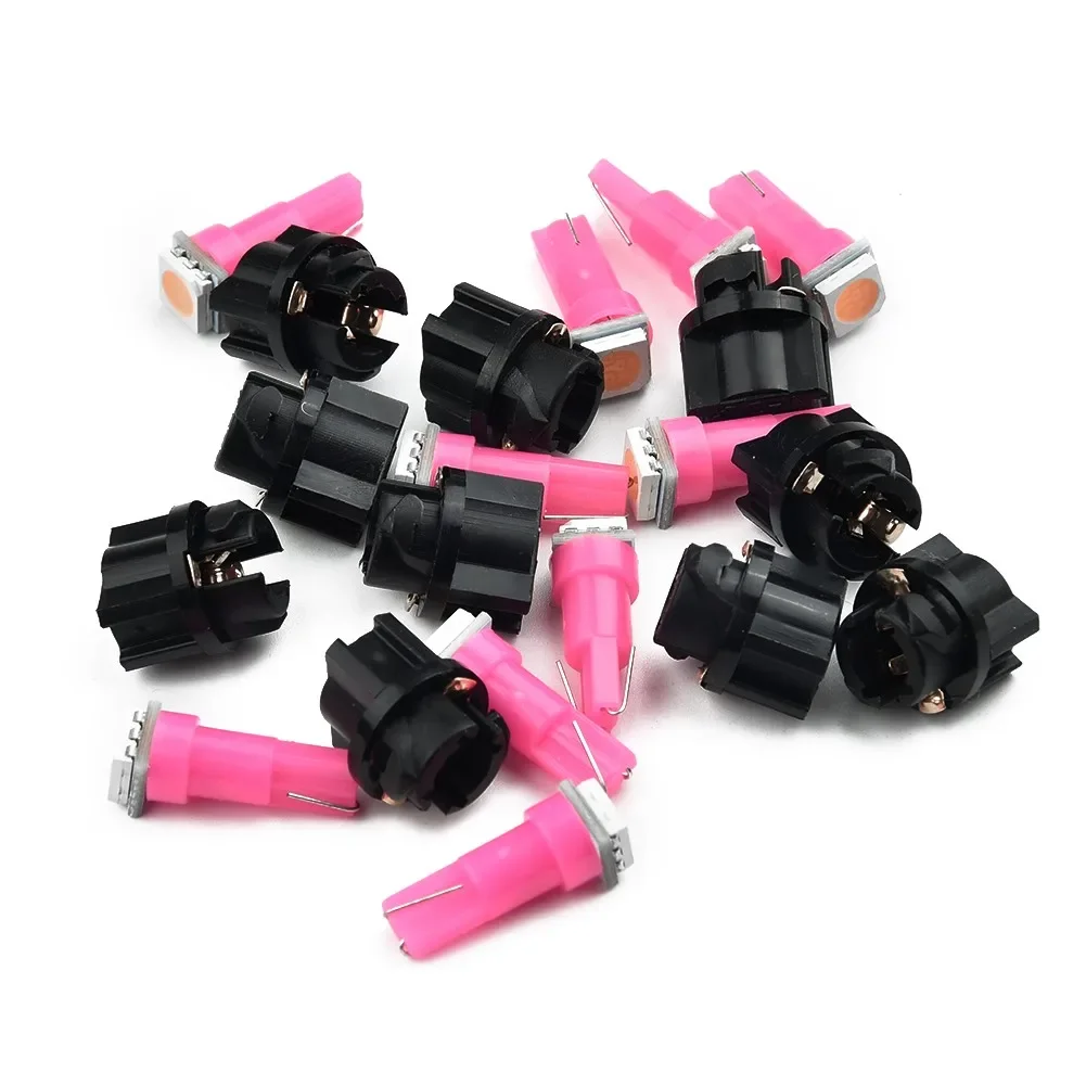 10 قطعة الأرجواني 74 T5 LED أضواء سيارة الداخلية ضوء أداة السيارة مصباح لوح داش مصباح لمبات تويست مآخذ LED السوبر مشرق