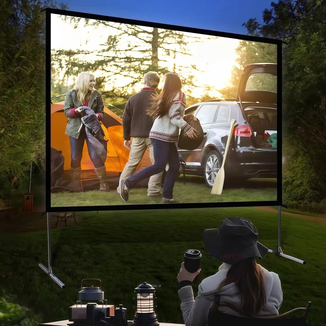 

Yard Master Outdoor Portable Fast Folding Projector Screen w/ Stand 16:9 8K 4K Ultra HD 3D Movie Theater Cinema Front Projection