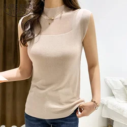 Fashion Women Top Sexy Street Style Ladies Tank Tops Knitted Solid Wild Ice Silk Knitting shirts 2922