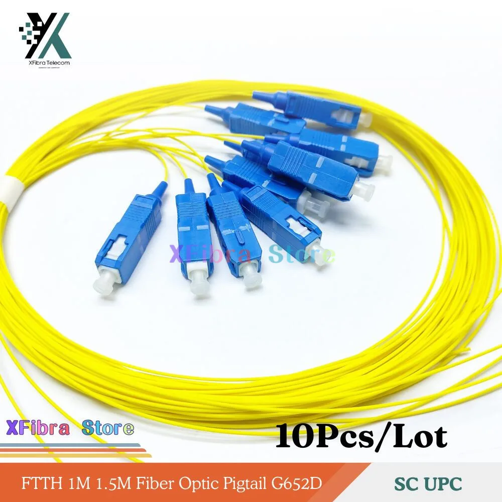 10 Single-mode SC/UPC Fiber Optic Leads G652D -0.9mm Cable -1M/1.5M Fiber Optic Pigtail Simplex 9/125 Single Mode