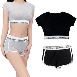 Fashion Women Sponge Pad Vest and Shorts Set Pure Cotton Bra with Panty Kit