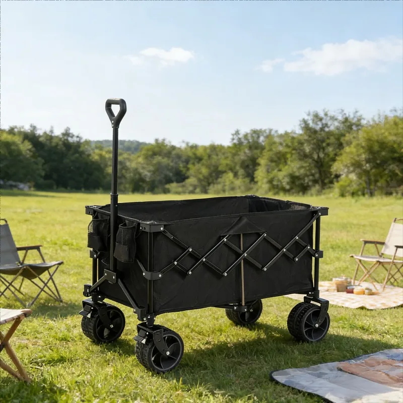 Hot Sale Big All-Terrain 4-Wheels Heavy Duty Collapsible Wagon Handcart 440LBS with Brakes & Foldable Utility Cart with Canopy