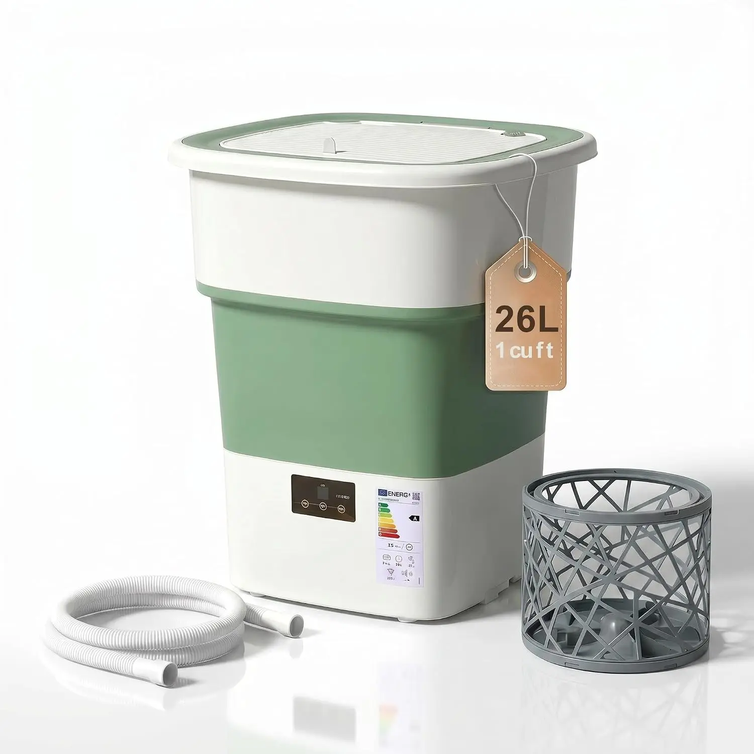 Portable Washing Machine, Foldable Washer With 70W Motor | Large Capacity Washer With 70W Motor & Spin Basket For Apartments, RVs, Camping & Travel. Folds For Easy Storage.