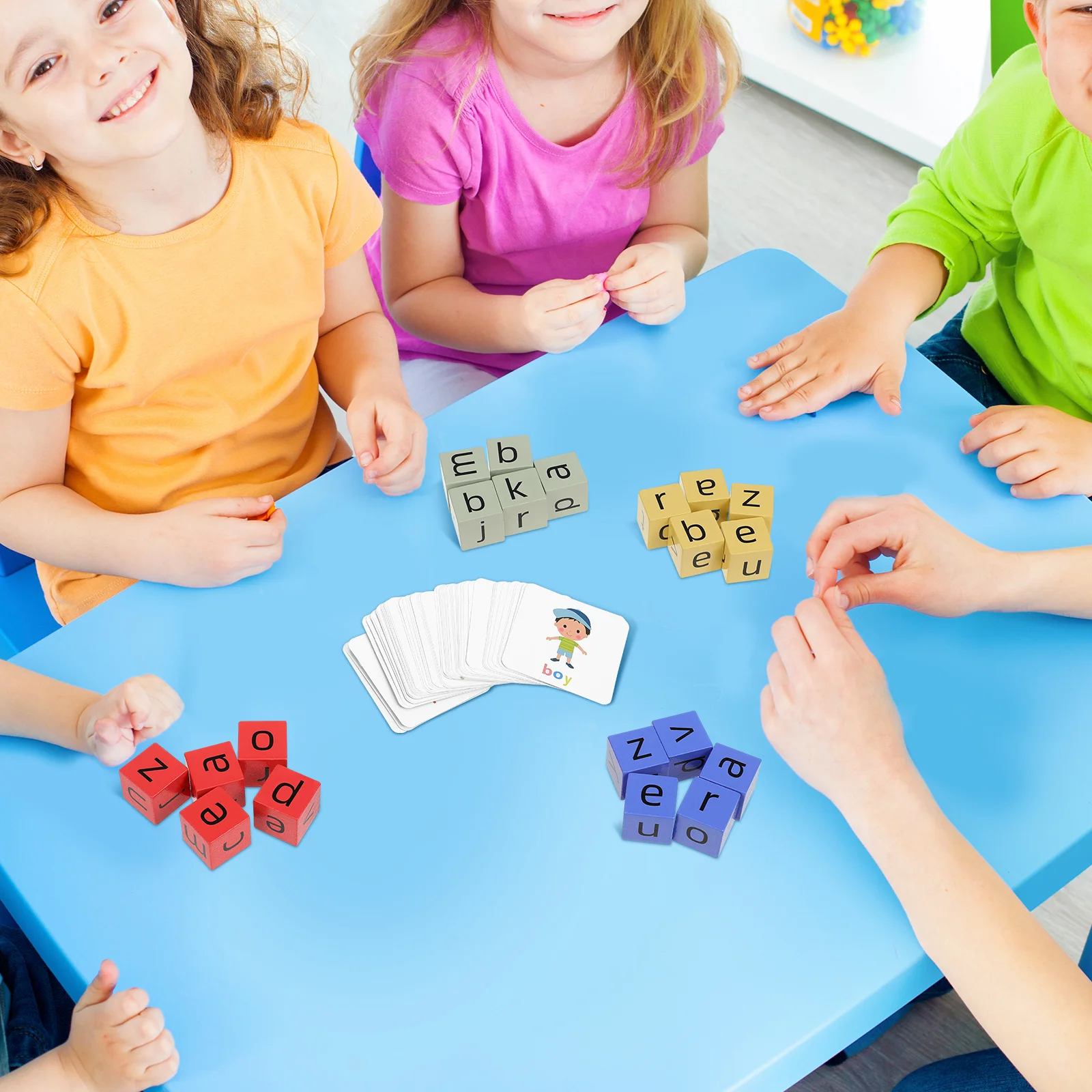 1Set Spelling Word Cards Wooden Letter Matching Game for Kids English Alphabet Learning Literacy Activity Home School Travel