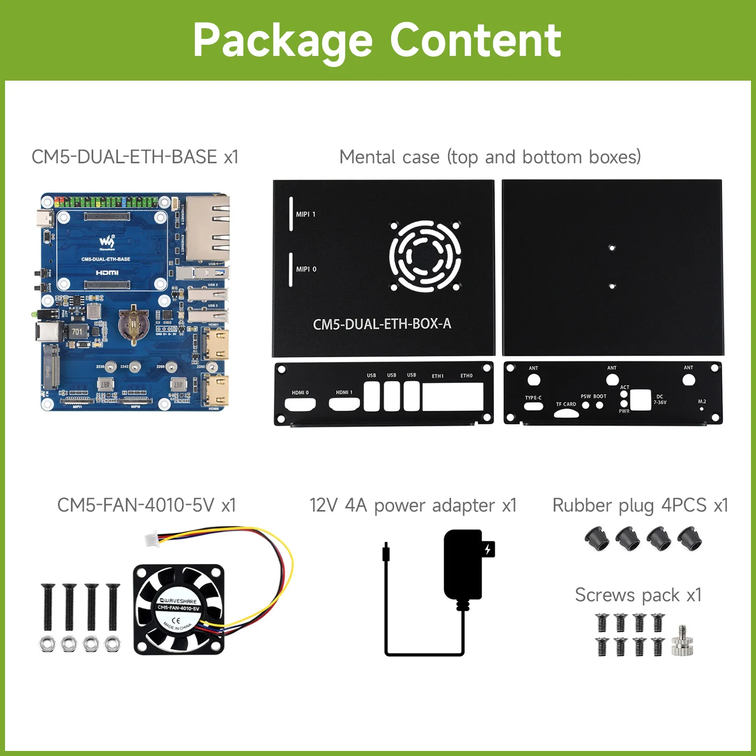 Waveshare Gigabit/2.5G Dual Ethernet Base Board For Raspberry Pi CM5. Dual RJ45 Ethernet Ports, Supports Dual 4K Display Outputs