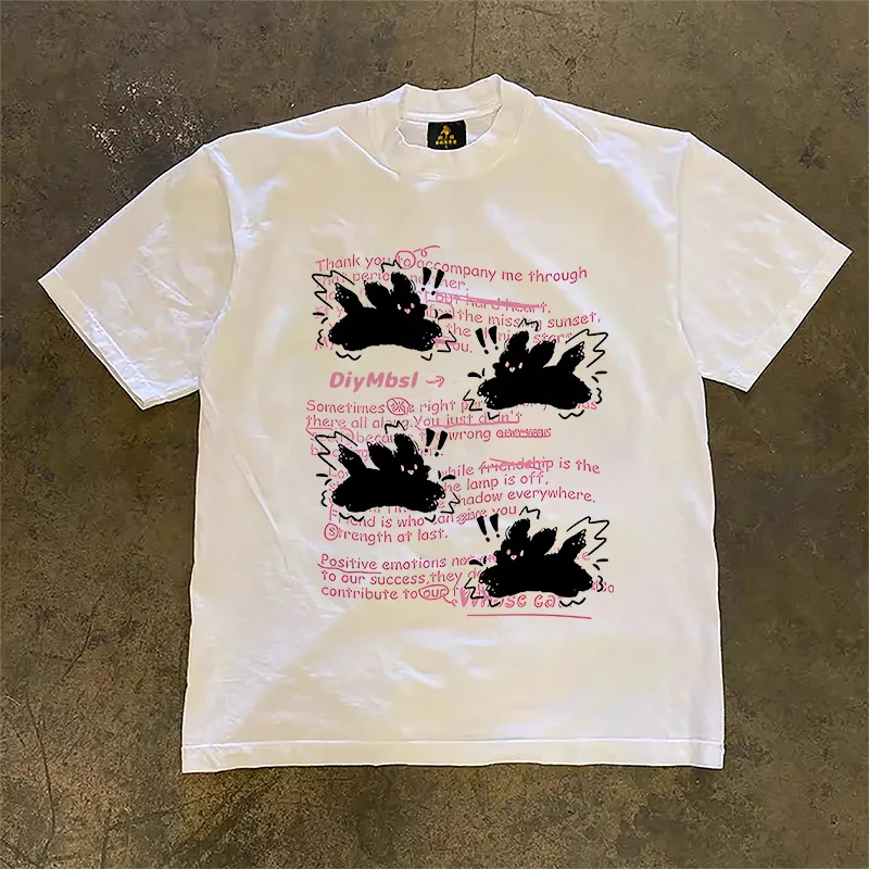 Loose Fit Short Sleeve T-Shirt Pure Cotton Double Thread Women's Style Heavyweight Couple's Tee Casual Summer Fashion