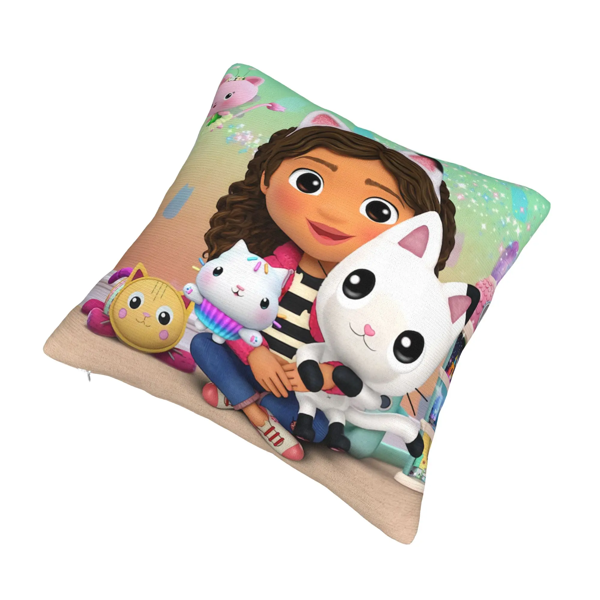 Gabbys Dollhouse Cushion Cover Gabby Cat Pandy Paws Soft Cute Pillows Home Decor