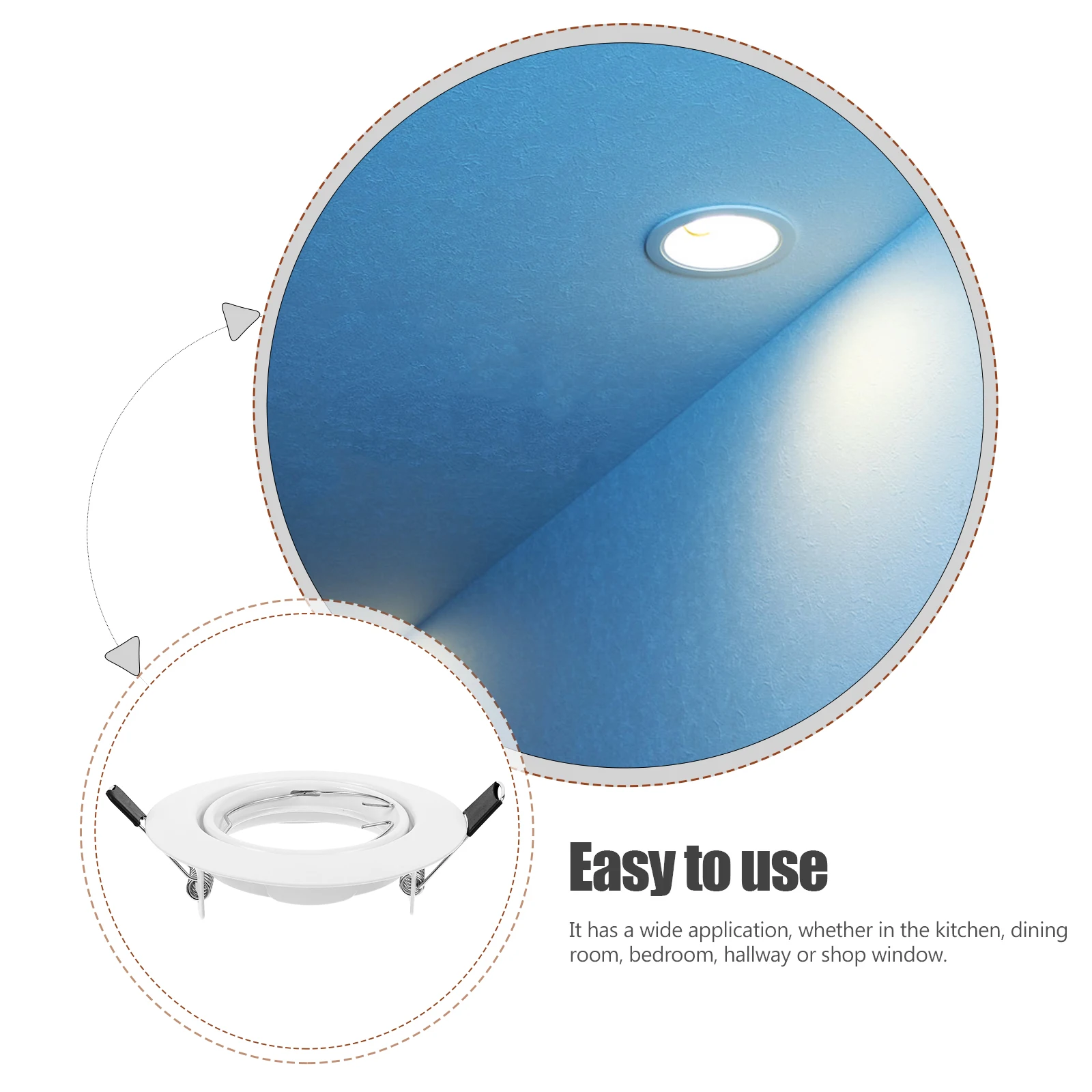 

Metal Spotlight Bracket Trim Recessed Light Frame Shell 802 Arc Black Suitable Kitchen Bedroom Hallway Installation Standard