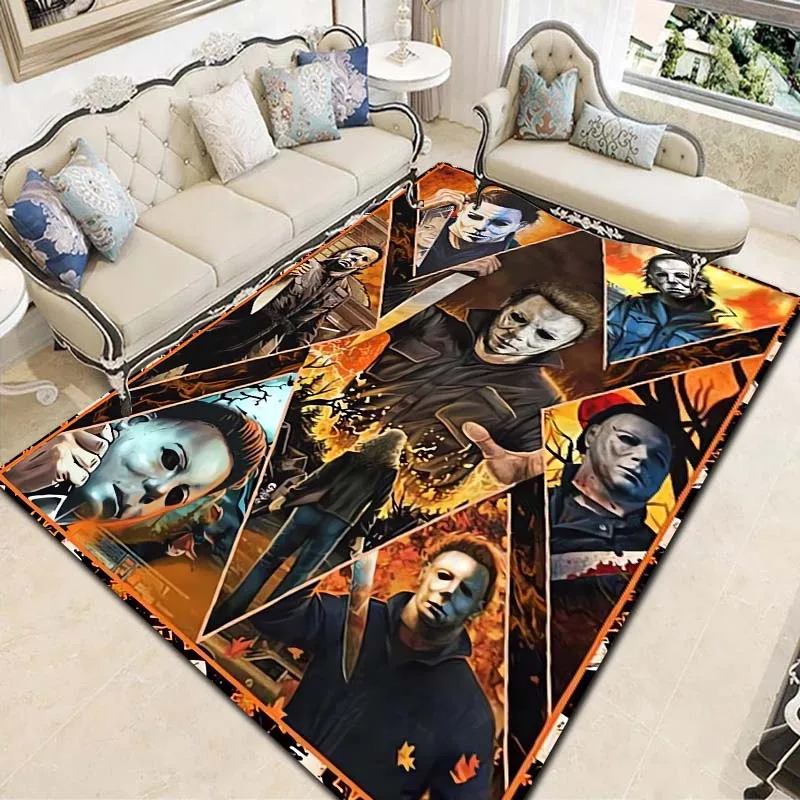 

cartoon M-Michael Myers Horror Halloween Decorative Carpet Home Living Room Bedroom Carpet Bathroom Kitchen Non slip Carpet Gift